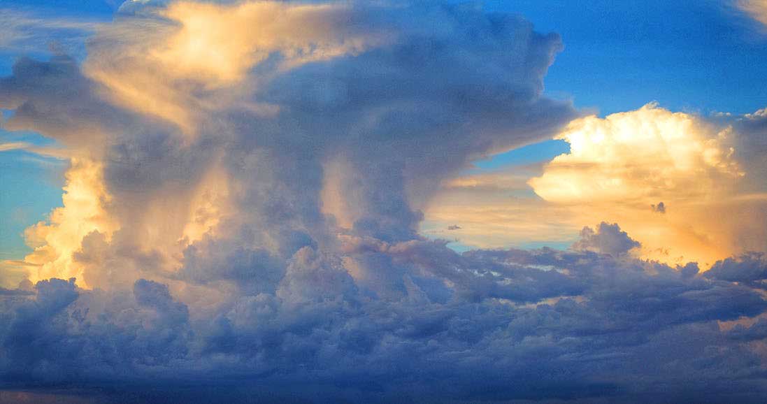Beautiful sunset with large clouds