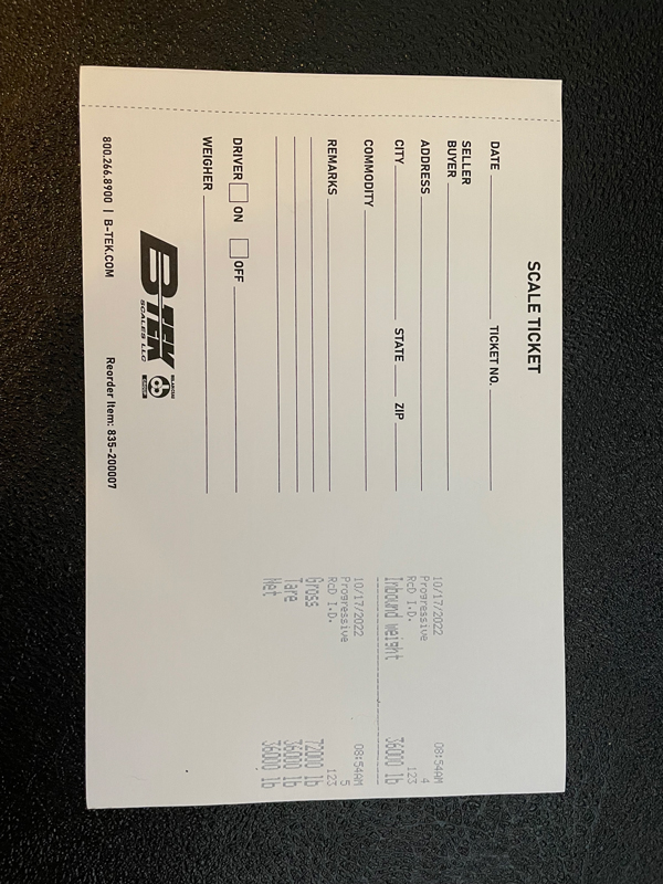 (Pack-100) B-TEK Scale Ticket for TM-U295 or TM-U590 Printer 3-Part Form